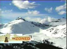 Title frame of the TV show  with snow covered mountains in the background